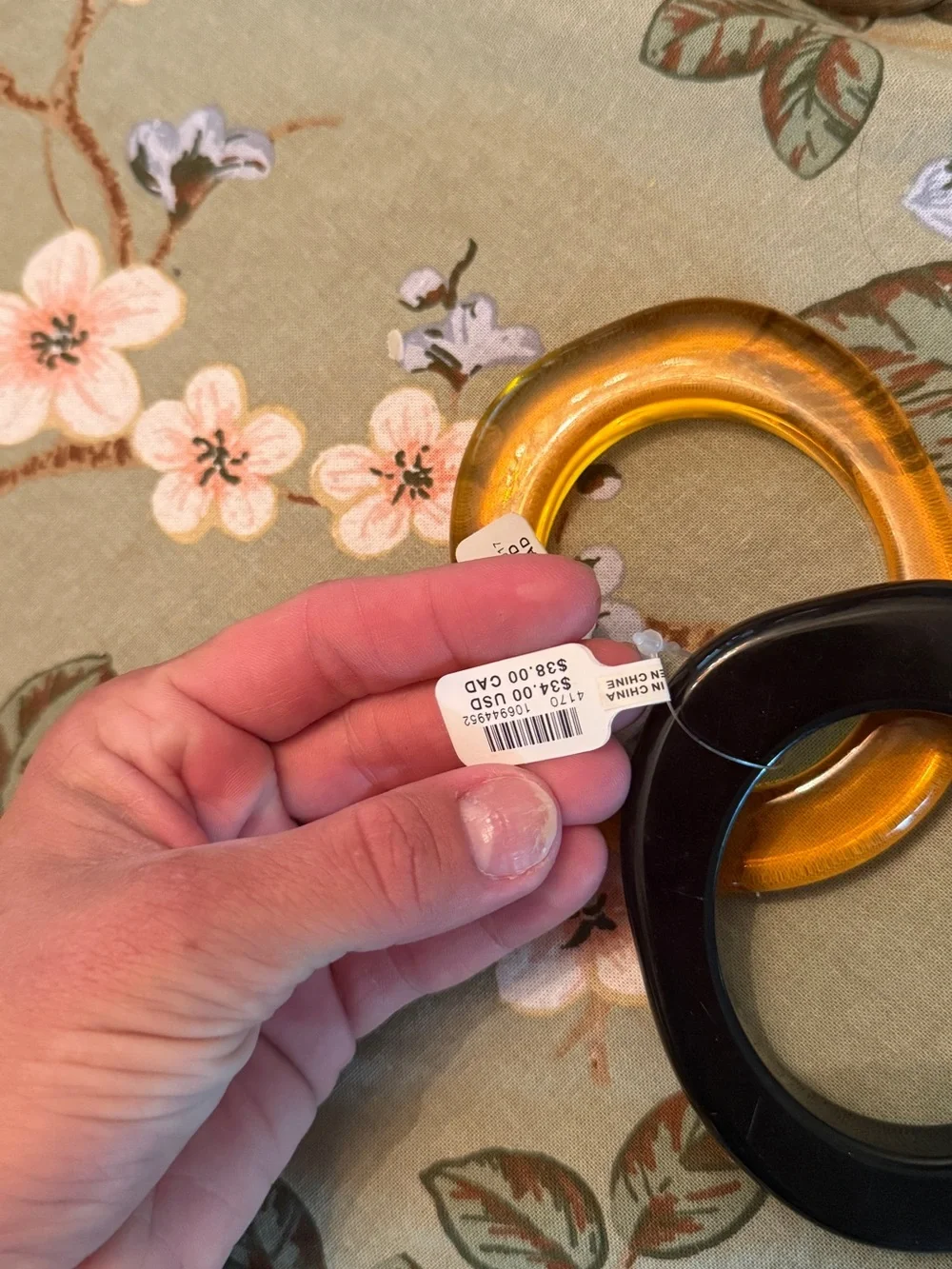 Anthropologie Amber and Black Resin Bangles